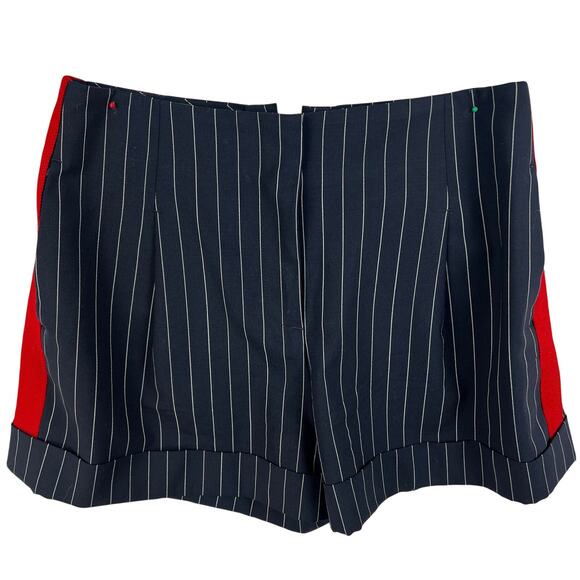 Rag & Bone Jess Wool Navy Pinstripe Shorts w Red Side Stripe Women’s SZ 0 EUC - Picture 1 of 7